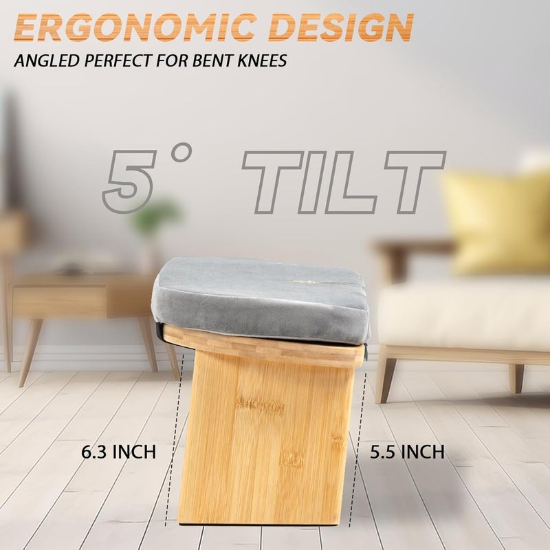 Estleys Meditation Bench, Bamboo Meditation Stool, Folding Kneeling Meditation Bench, Seiza Prayer Bench, Prayer Bench with Meditation Cushion, Kneeling Stool (Grey) - Image 5